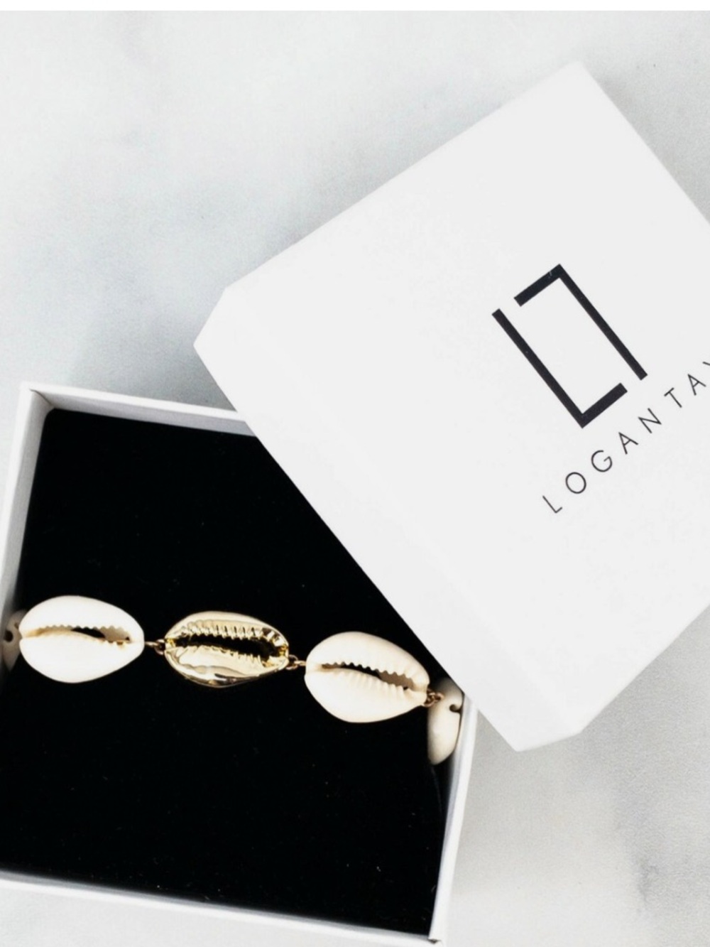 Logan Tay Gold & White Shell Bracelet